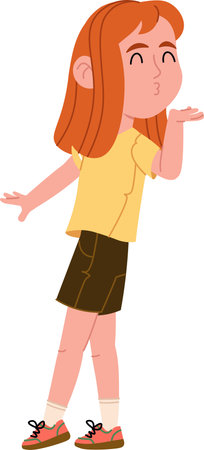 Girl Blowing a Kissのイラスト素材