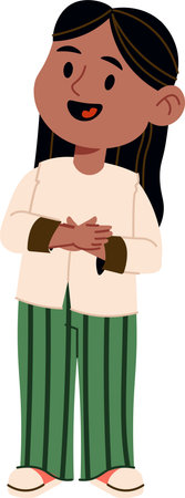 Smiling Girl in Casual Outfitのイラスト素材