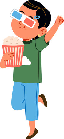 Kid with 3D Glasses in Cinemaのイラスト素材
