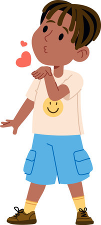 Child Blowing Heart Kissのイラスト素材