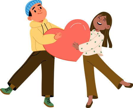 Couple Holding Heart Togetherのイラスト素材