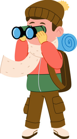 Young Hiker with Binocularsのイラスト素材