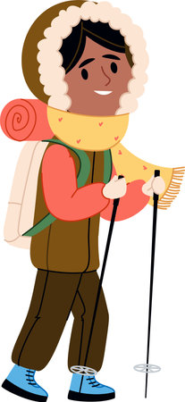 Hiker in Winter Gearのイラスト素材