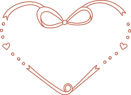 Heart Frame with Ribbon and Bowのイラスト素材
