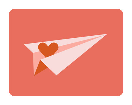 Paper Plane with Heart Love Postage Stampのイラスト素材