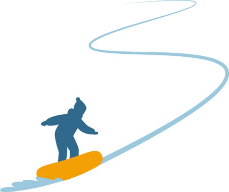 Snowboarder Silhouette on Curved Pathのイラスト素材
