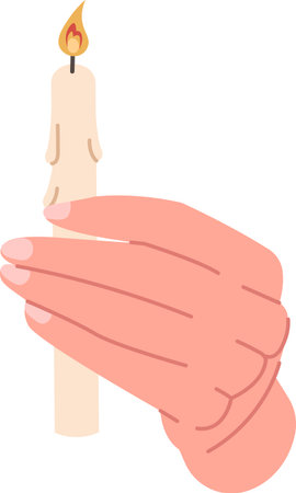 Hand Holding Burning Candleのイラスト素材