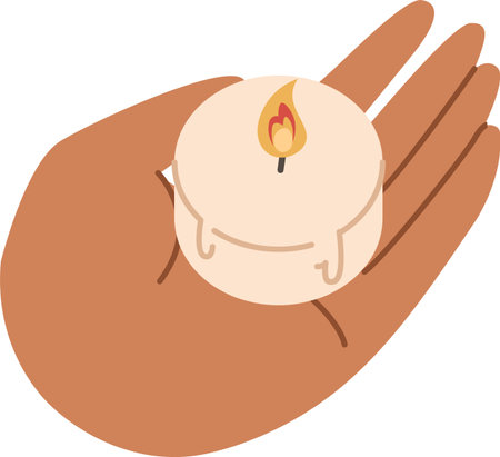 Hand Holding Burning Candleのイラスト素材