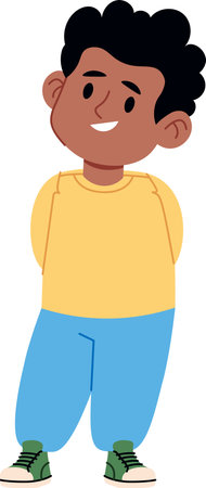 Smiling Boy with Curly Hairのイラスト素材