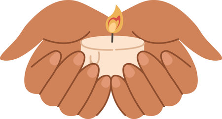 Hands Holding Candleのイラスト素材