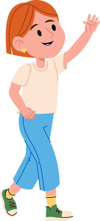 Smiling Girl Waving Handのイラスト素材