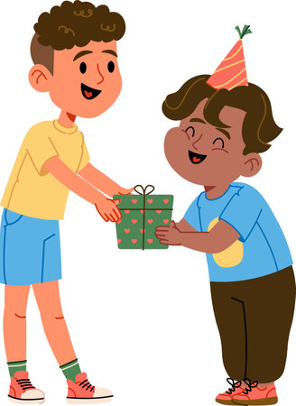 Kids Exchanging Gifts at Partyのイラスト素材
