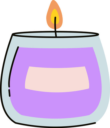 Hand-Drawn Candle with Flameのイラスト素材