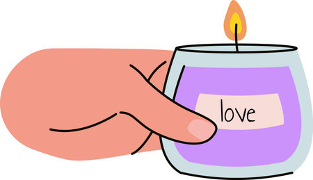 Hand Holding Aroma Candleのイラスト素材