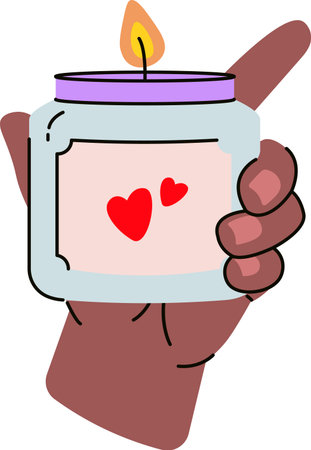 Hand Holding Heart Candleのイラスト素材