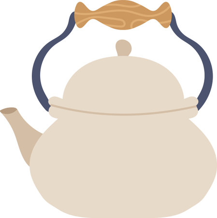 Vintage Teapot with Wooden Handleのイラスト素材