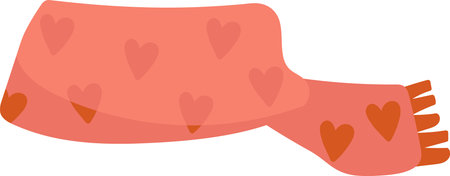 Heart Patterned Cozy Scarfのイラスト素材