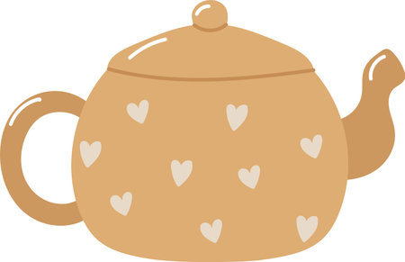 Heart Patterned Teapotのイラスト素材