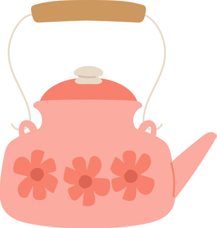 Floral Teapot with Handleのイラスト素材