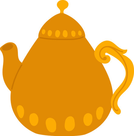 Ornate Teapot with Curved Handleのイラスト素材