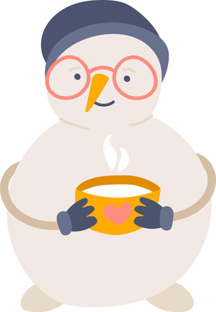 Snowman Holding Hot Beverageのイラスト素材