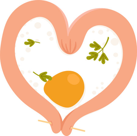 Heart Shaped Fried Egg and Sausage Breakfastのイラスト素材