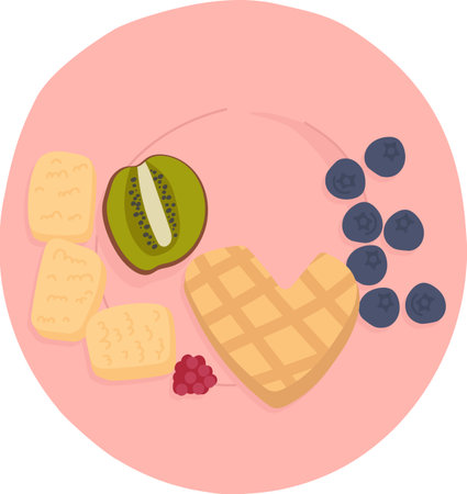 Breakfast Plate with Fruits and Waffleのイラスト素材