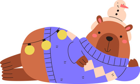 Capybara in Cozy Sweater Relaxingのイラスト素材