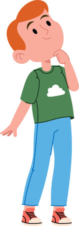 Thoughtful Boy Looking Upのイラスト素材