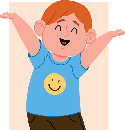 Happy Kid With Raised Armsのイラスト素材