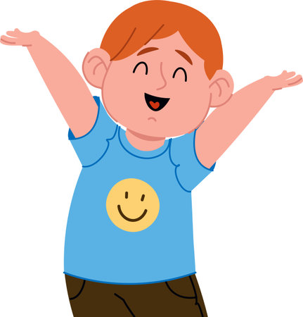 Happy Kid With Raised Armsのイラスト素材