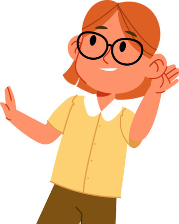 Listening Girl Cartoonのイラスト素材