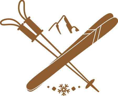 Ski Crossed Gear Badgeのイラスト素材