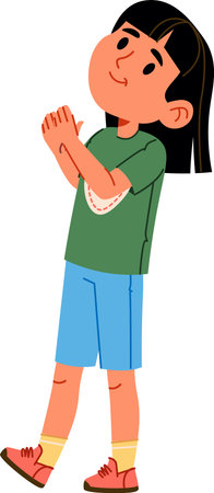 Girl Clapping Standing Cartoonのイラスト素材