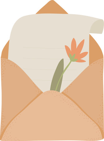 Envelope With Letter And Flowerのイラスト素材