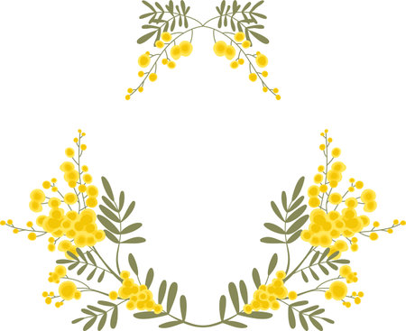 Mimosa Wreath Frame Botanicalのイラスト素材