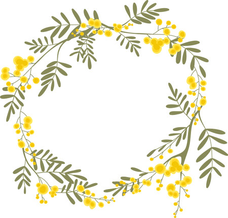 Mimosa Wreath Frameのイラスト素材