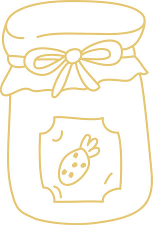 Jam Jar With Ribbon Line Artのイラスト素材