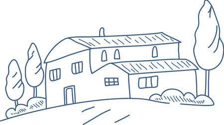 Villa On Coastline Sketchのイラスト素材