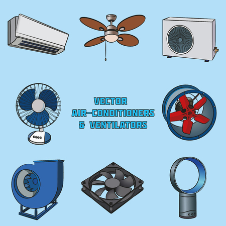 Vector air conditioners and ventilatorsのイラスト素材