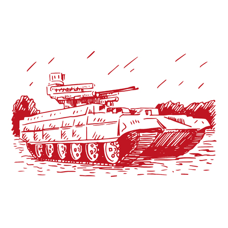 Fire support combat vehicle tanks. Vector freehand pencil sketch.のイラスト素材