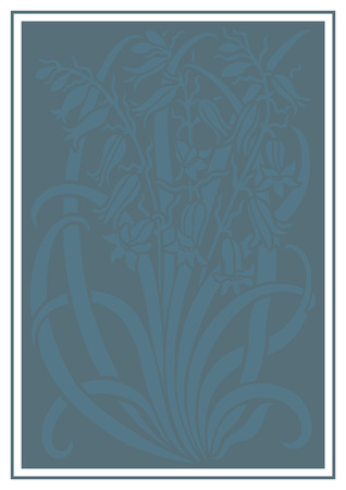 Blue silhouette of flowers ornament. Figure bouquet in the form of a stencil. Vector pattern with campanulasのイラスト素材