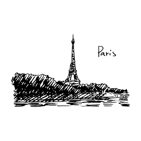 Paris, Eiffel Tower. Vector quick sketchのイラスト素材