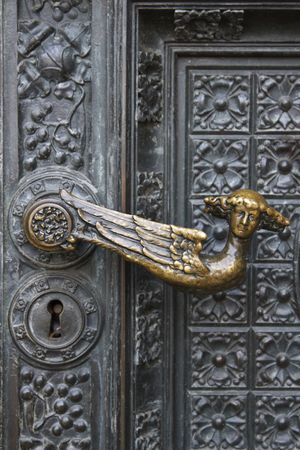 Church door, the cathedral in Cologneの写真素材