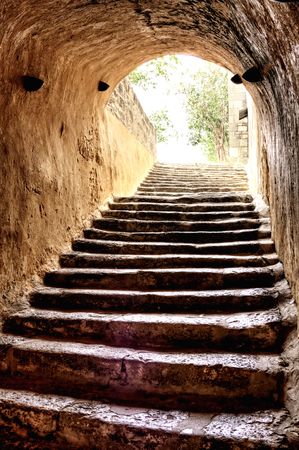 Old stairs to the topの写真素材