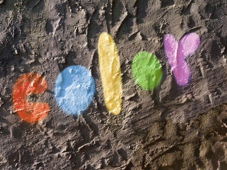 Color as a letter on the wall                           の写真素材