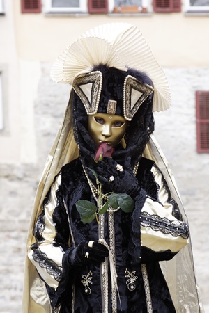 Portrait of beautiful golden female Mask の写真素材