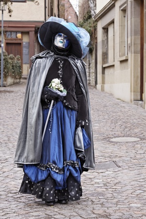 People Wearing Venetian Clown Masksの写真素材