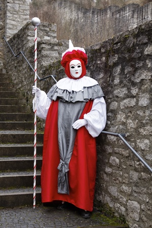 People Wearing Venetian Clown Masksの写真素材