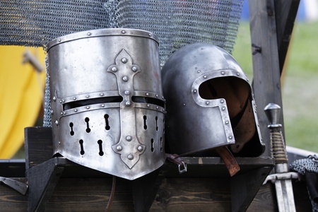Knight's helmet in the Castle の写真素材